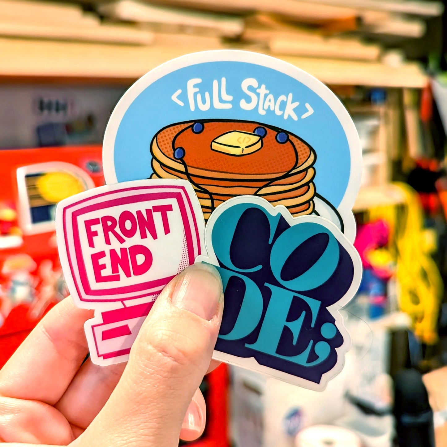 I Love Code Sticker, Blue