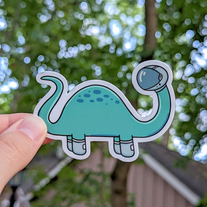 Green Brontosaurus Astronaut Sticker