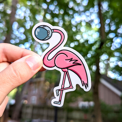 Pink Flamingo Astronaut Sticker