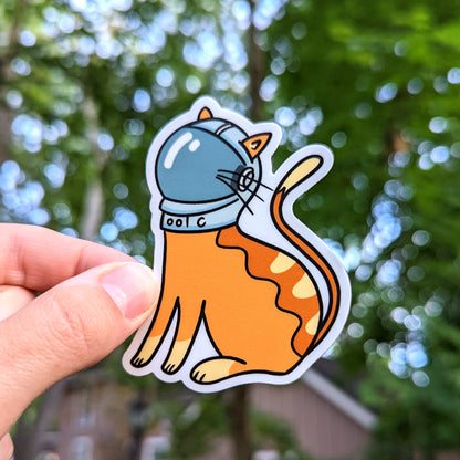 Orange Tabby Cat Astronaut Sticker
