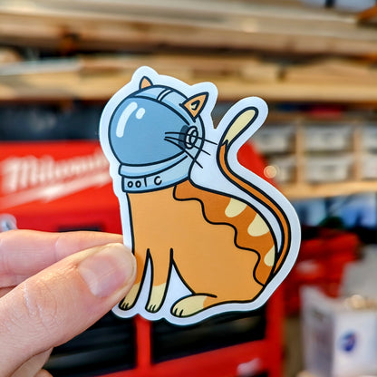 Orange Tabby Cat Astronaut Sticker