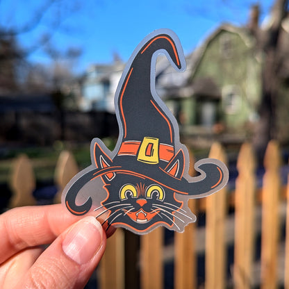 Black Cat Witch Halloween Sticker