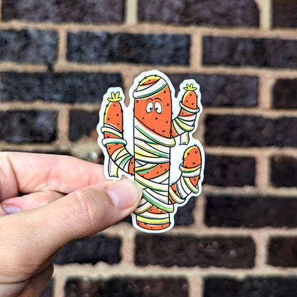 Cactus Mummy Halloween Sticker