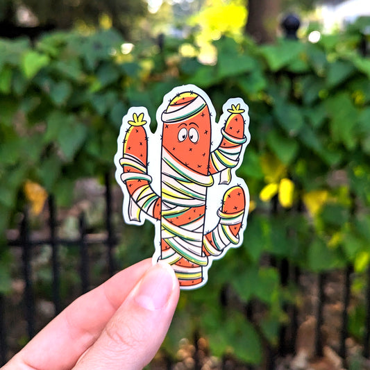 Cactus Mummy Halloween Sticker