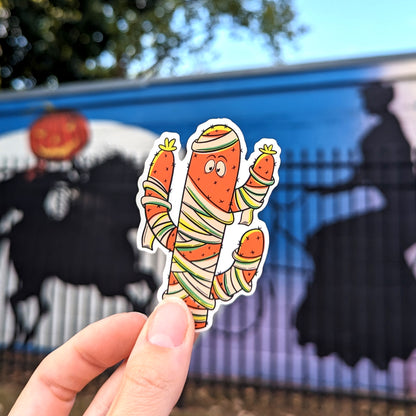 Cactus Mummy Halloween Sticker