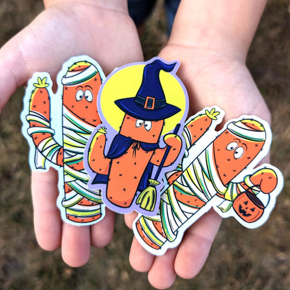 Trick-or-Treat Cactus Mummy Halloween Sticker
