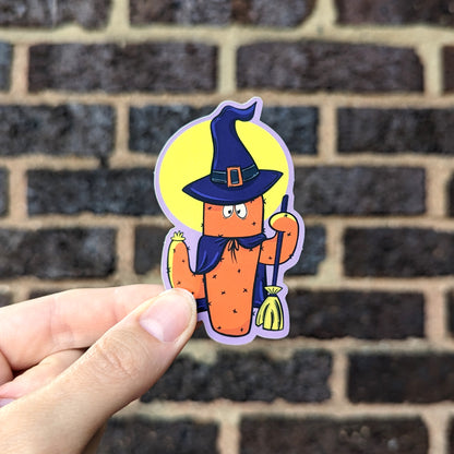 Orange Cactus Witch Halloween Vinyl Sticker