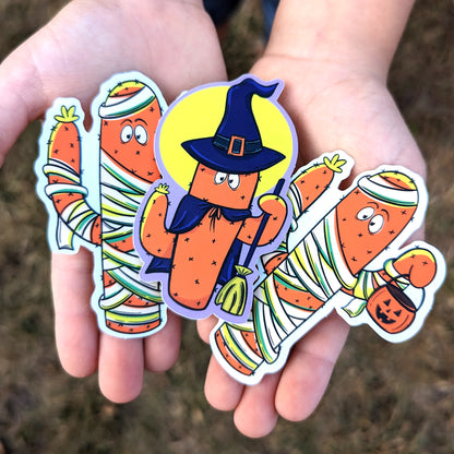 Orange Cactus Witch Halloween Vinyl Sticker