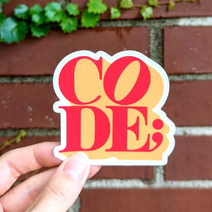 I Love Code Sticker, Orange