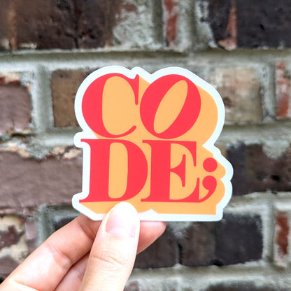 I Love Code Sticker, Orange