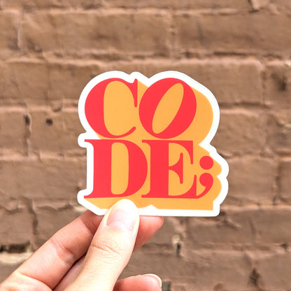 I Love Code Sticker, Orange