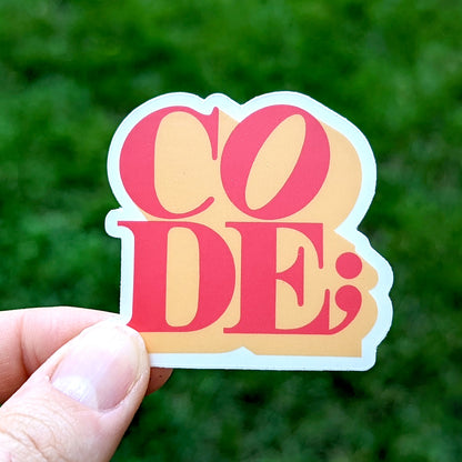 I Love Code Sticker, Orange