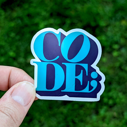 I Love Code Sticker, Blue