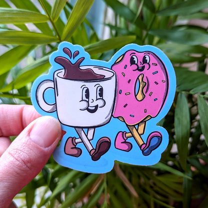 Coffee and Donut Friends Vinyl Sticker