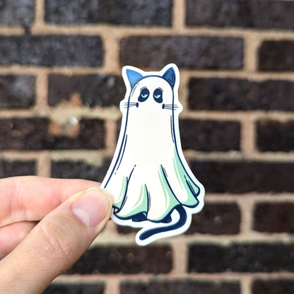 Grumpy Ghost Cat Vinyl Sticker