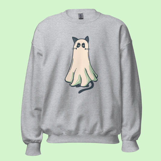 Halloween Cat Ghost Sweatshirt