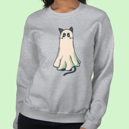 Halloween Cat Ghost Sweatshirt