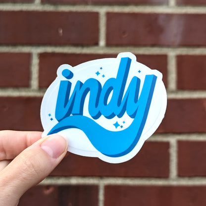 Blue Indy Hand-Lettered Sticker