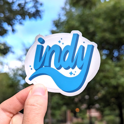 Blue Indy Hand-Lettered Sticker