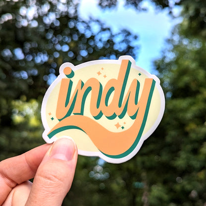 Yellow Indy Hand-Lettered Sticker