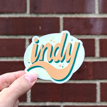 Yellow Indy Hand-Lettered Sticker