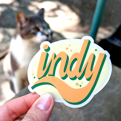 Yellow Indy Hand-Lettered Sticker