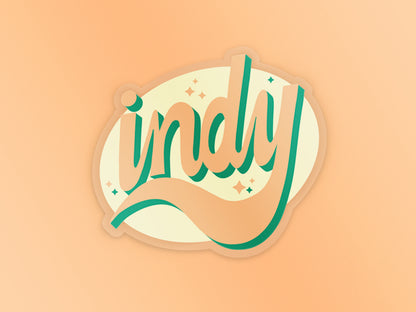 Yellow Indy Hand-Lettered Sticker