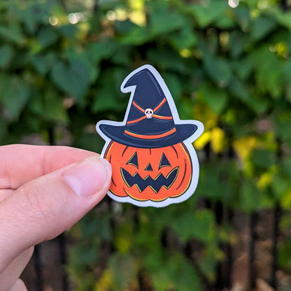 Jack-o-Lantern Witch Hat Halloween Sticker