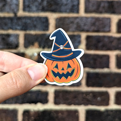 Jack-o-Lantern Witch Hat Halloween Sticker