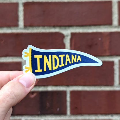 Indiana Pennant Sticker Blue and Gold
