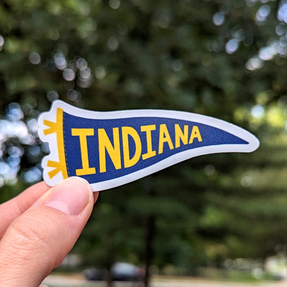 Indiana Pennant Sticker Blue and Gold