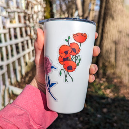 Red Poppies Clear Sticker