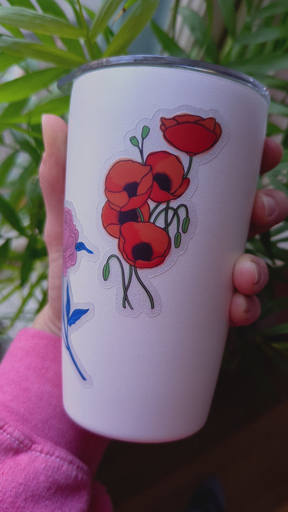 Red Poppies Clear Sticker