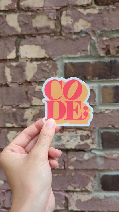 I Love Code Sticker, Orange