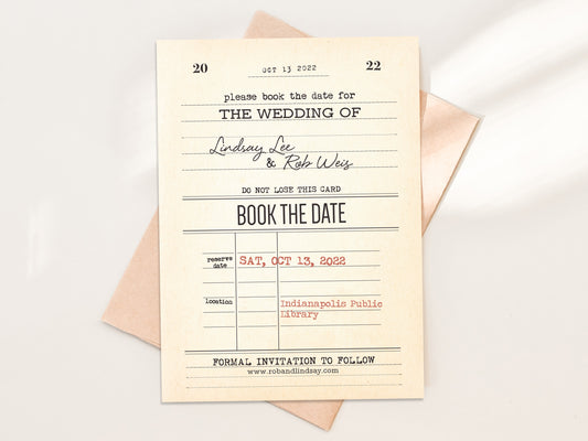 Printable Library Card Save the Dates