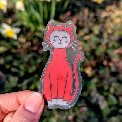 Devil Cat Halloween Sticker