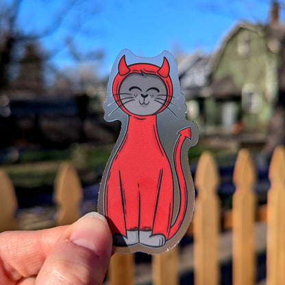 Devil Cat Halloween Sticker