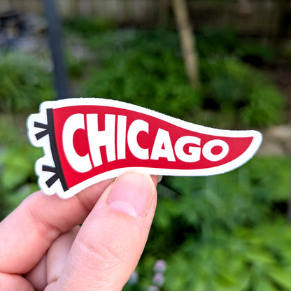 Chicago Pennant Sticker - Red & Black