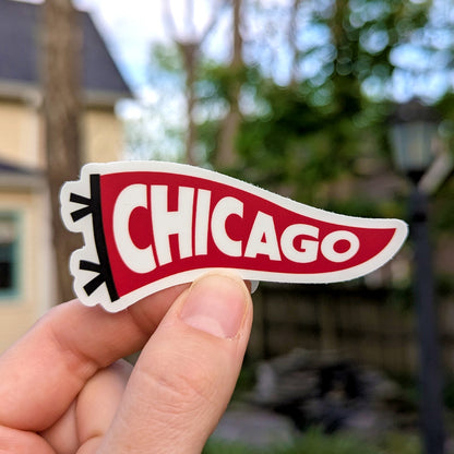 Chicago Pennant Sticker - Red & Black