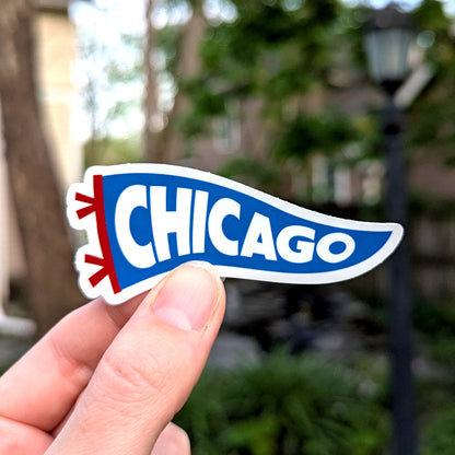 Chicago Pennant Vinyl Sticker (Blue/Red)