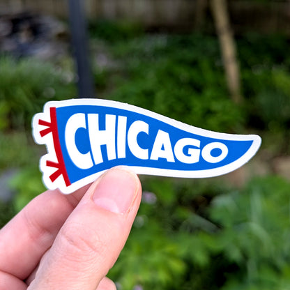 Chicago Pennant Vinyl Sticker (Blue/Red)