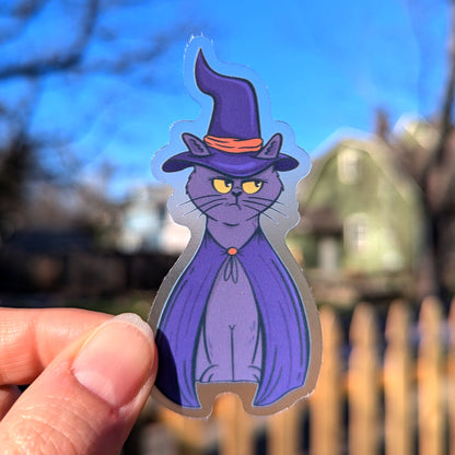 Purple Witch Cat Vinyl Sticker