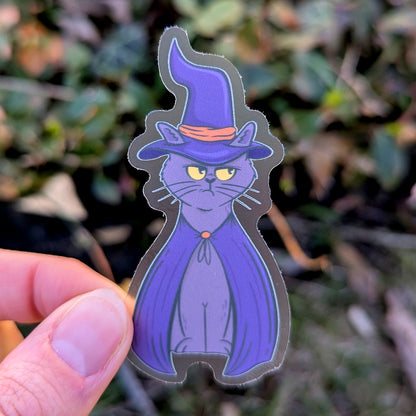 Purple Witch Cat Vinyl Sticker