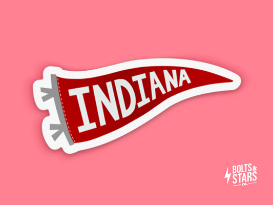 Indiana Pennant Sticker - Red and White