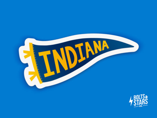 Indiana Pennant Sticker - Blue and Gold